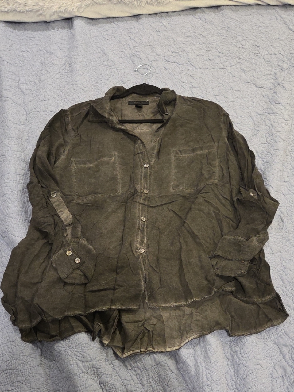 Style & Co. Washed Blackish-gray Button-Front Blouse Size XL!